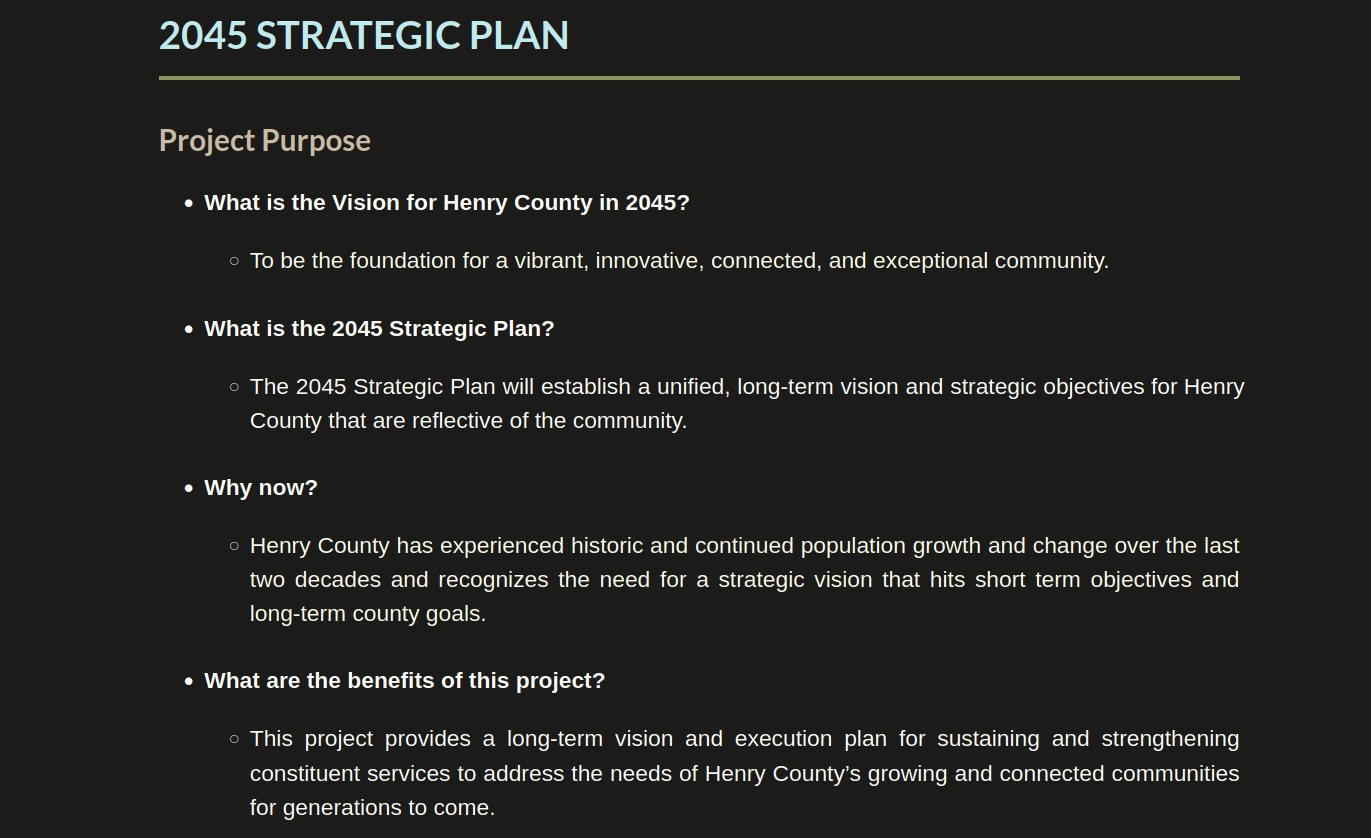 Henry County 2045 Strategic Plan Update Meeting. May 22.